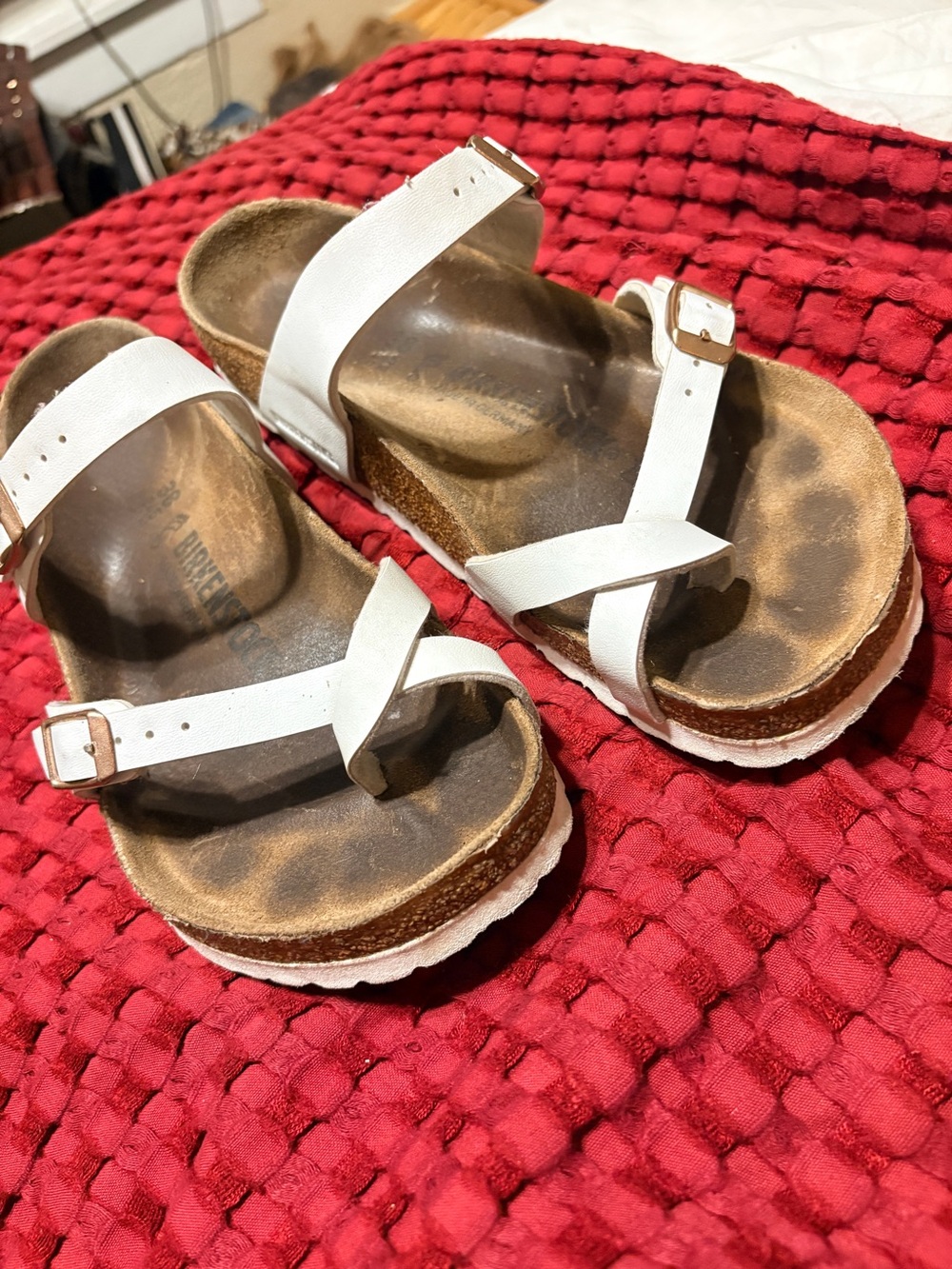 White Strappy Birkenstock Women’s Sandals - Comfortable Cork Footbed